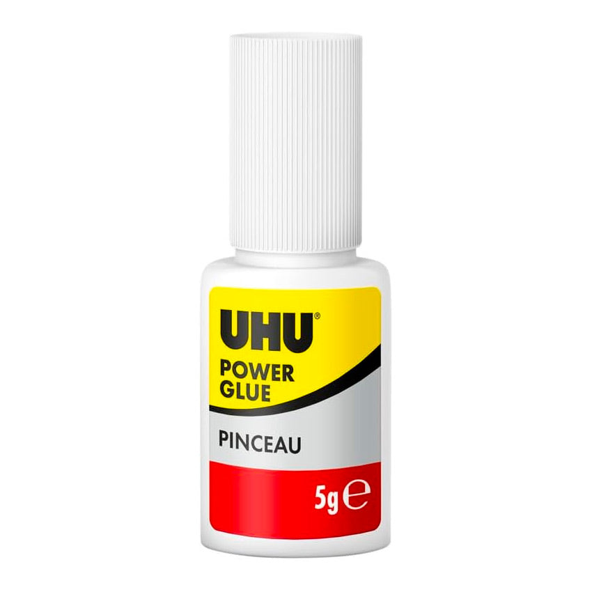 UHU Power glue liquide pinceau - colle extra forte, instantanée, sans solvants, transparente, pinceau applicateur intégré, tubes 5g