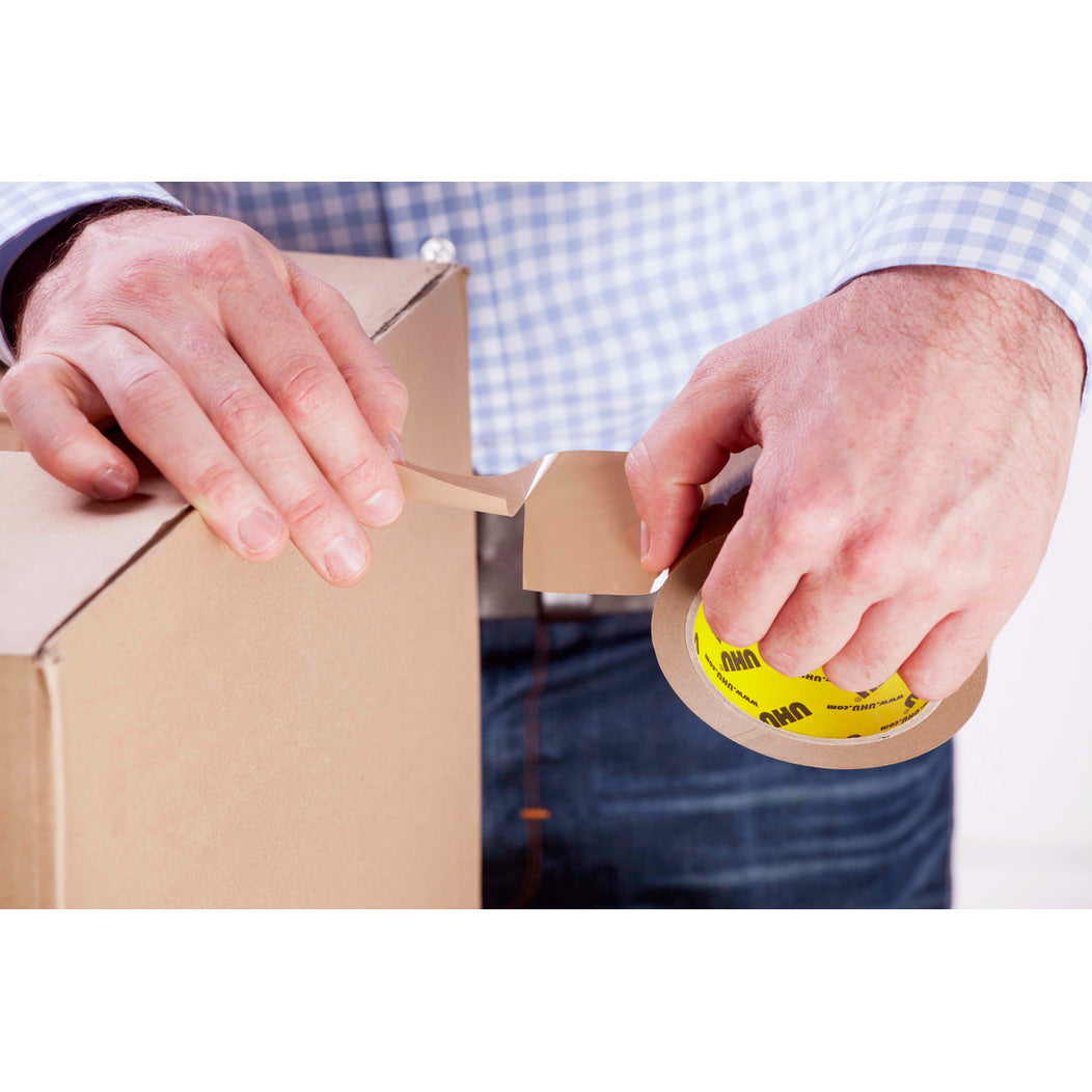 UHU Rollafix - Rubans adhésif d'emballage brun, lot de 3 rubans 66m x 50mm