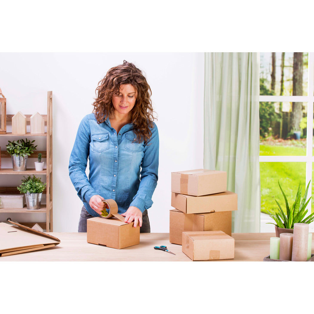 UHU Rollafix - Rubans adhésif d'emballage brun, lot de 3 rubans 66m x 50mm