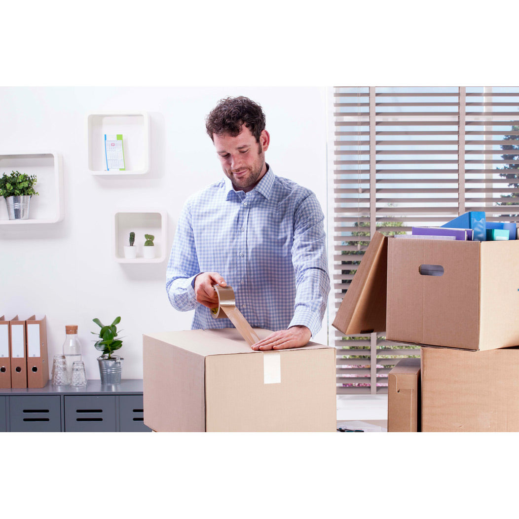 UHU Rollafix - Rubans adhésif d'emballage brun, lot de 3 rubans 66m x 50mm