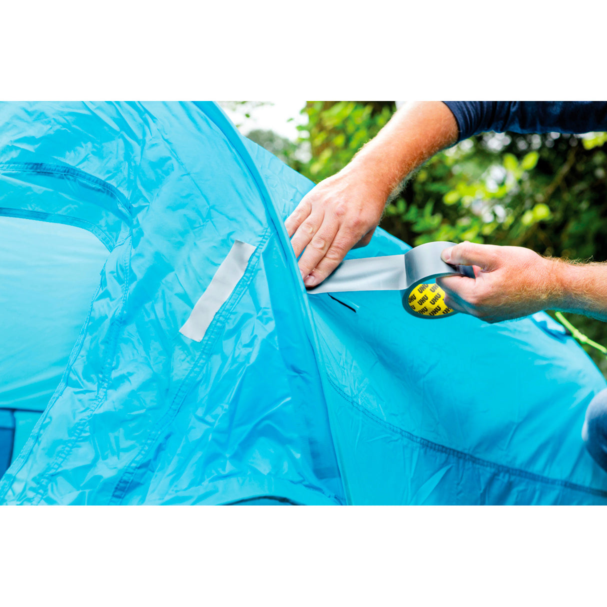 UHU Grizzly tape - Ruban adhésif toilé waterproof pour réparer, consolider, colmater, connecter, ultra fort et durable, gris, 10mx50mm