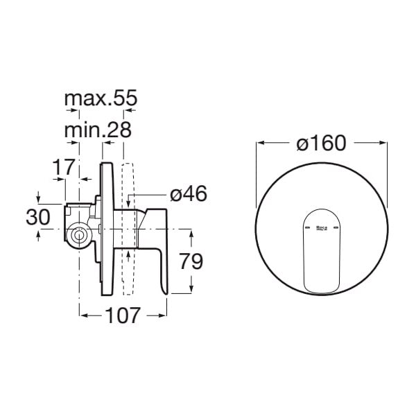 ROCA Mitigeur de douche à encastrer Cala