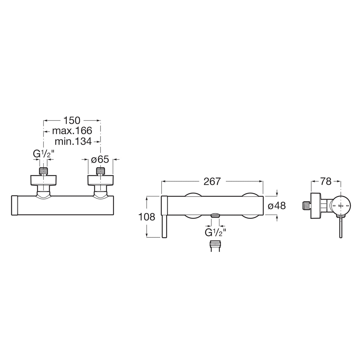Roca Mitigeur de douche mural Ona