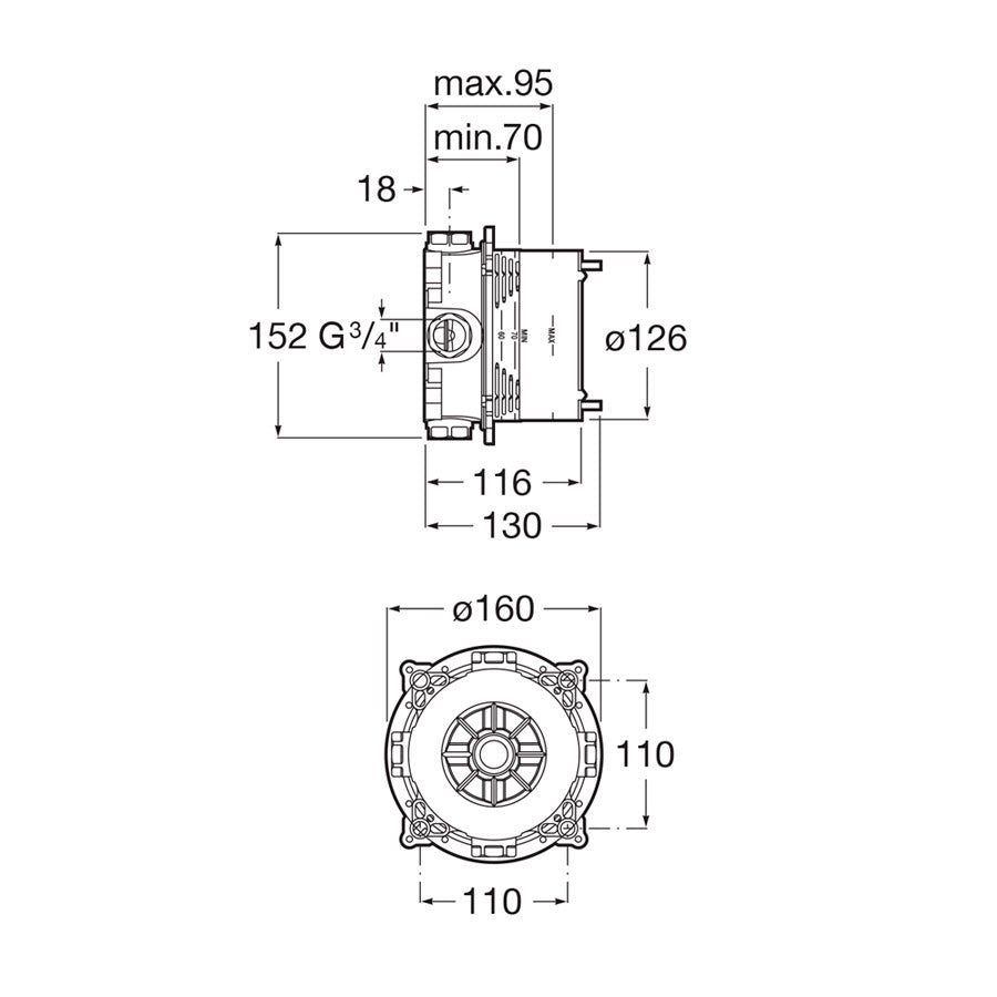 ROCA Corps d'encastrement pour douche ou bain Rocabox A525869403
