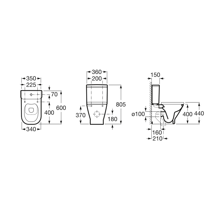 ROCA Pack WC à poser avec réservoir et abattant frein de chute The Gap Square A342526000