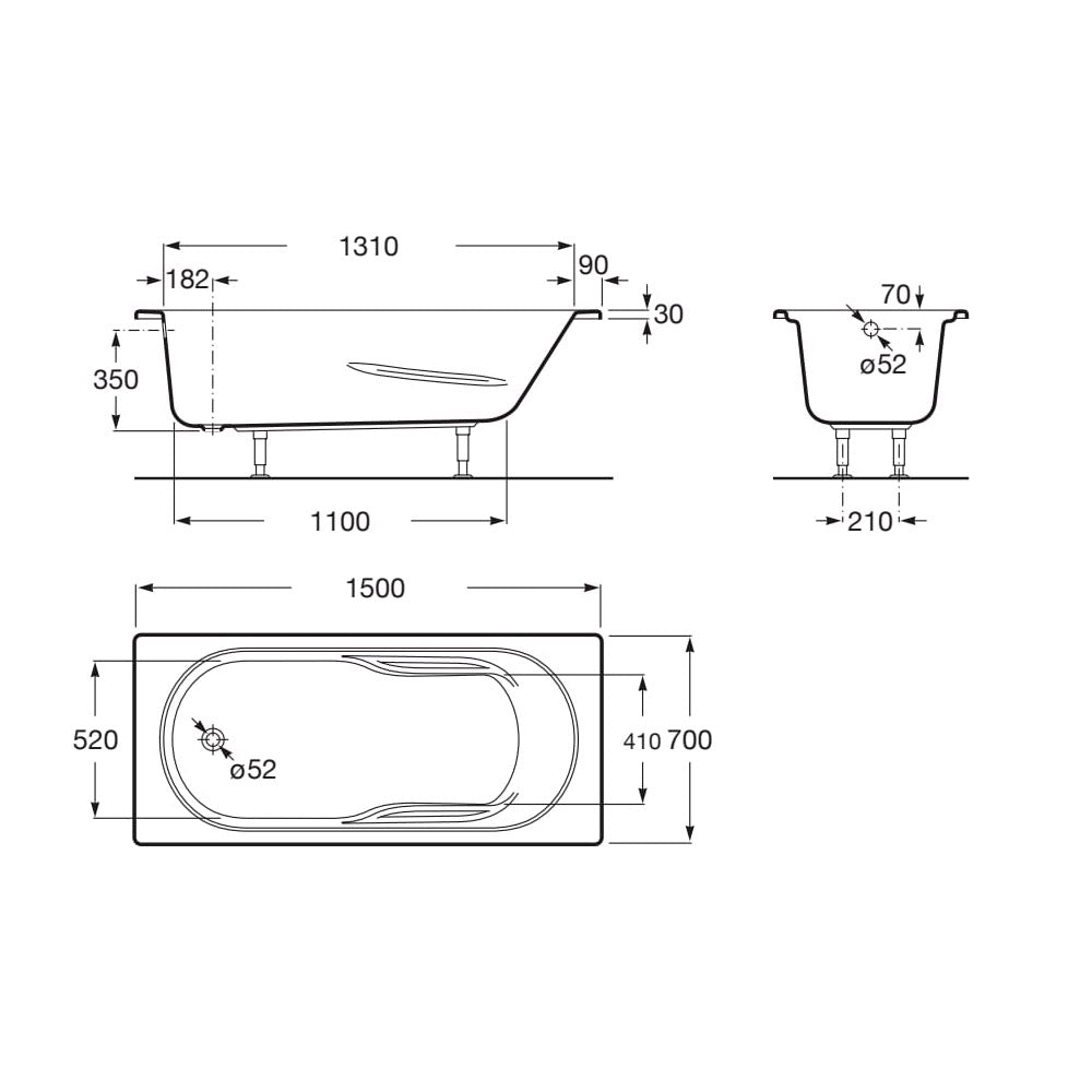 ROCA Baignoire rectangulaire acrylique Genova
