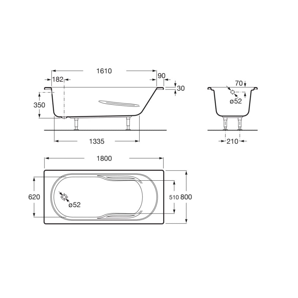 ROCA Baignoire rectangulaire acrylique Genova