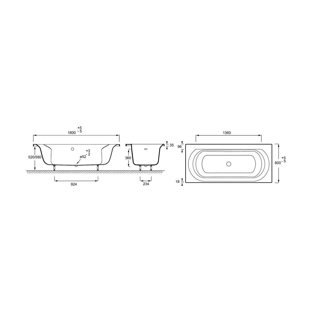 JACOB DELAFON Baignoire acrylique ÉLISE à encastrer
