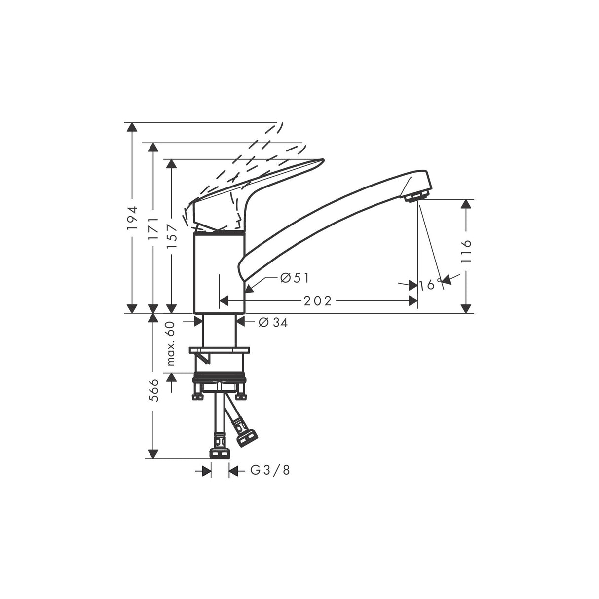 HANSGROHE Mitigeur de cuisine 120 1 jet Logis Eco C3 71837000