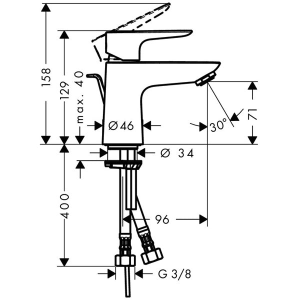 HANSGROHE Mitigeur de lavabo 80 Talis E CoolStart avec tirette et vidage 71703000