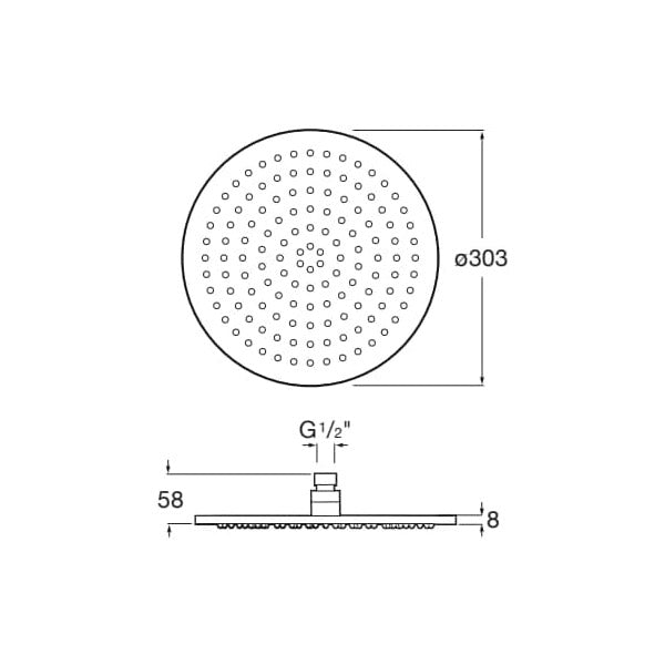 ROCA Tête de douche ronde 30 cm Raindream