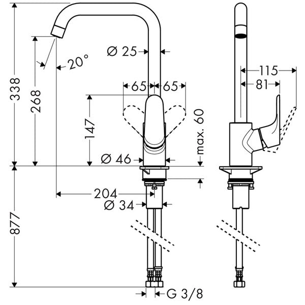 HANSGROHE Mitigeur de cuisine 260 1 jet Focus