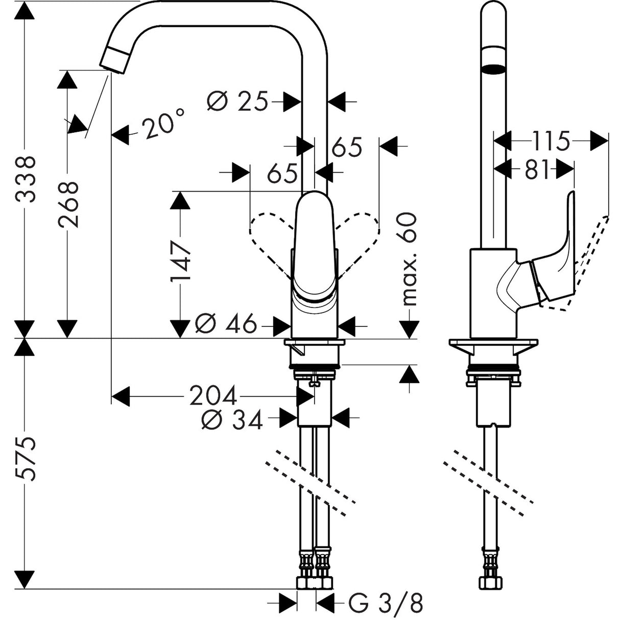 HANSGROHE Mitigeur de cuisine 260 1 jet Focus