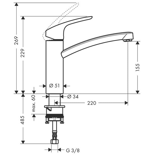 HANSGROHE Mitigeur de cuisine 160 1 jet Focus 31806800