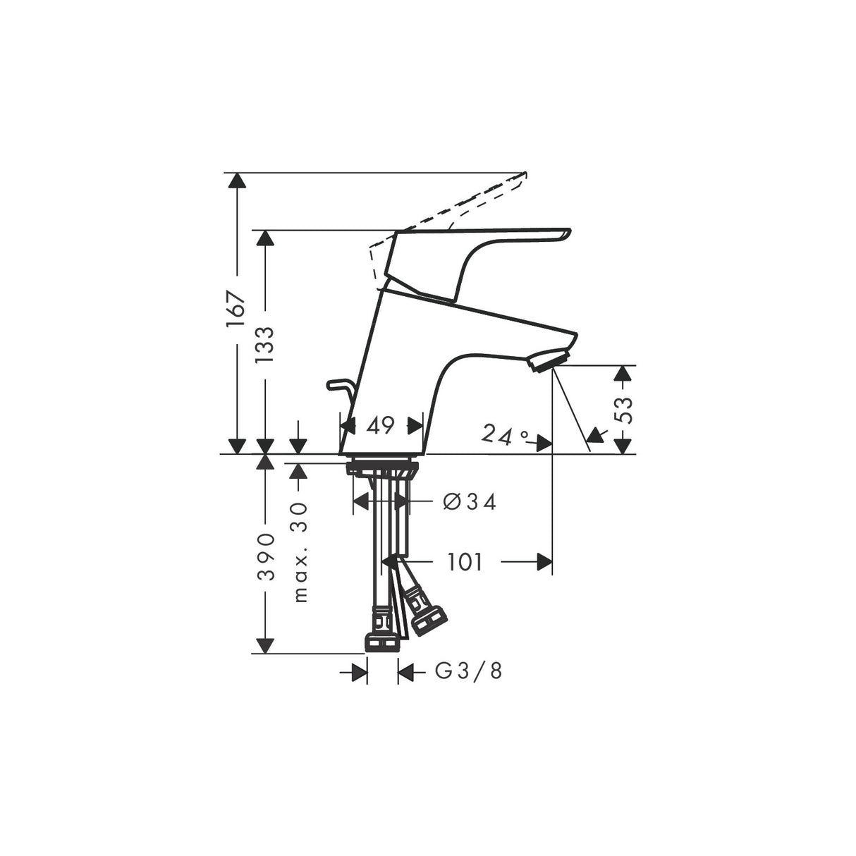 HANSGROHE Mitigeur de lavabo 70 Focus CH3 CoolStart avec tirette et vidage 31539000