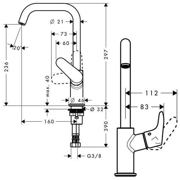 HANSGROHE Mitigeur de lavabo 240 Focus sans tirette ni vidage 31519000