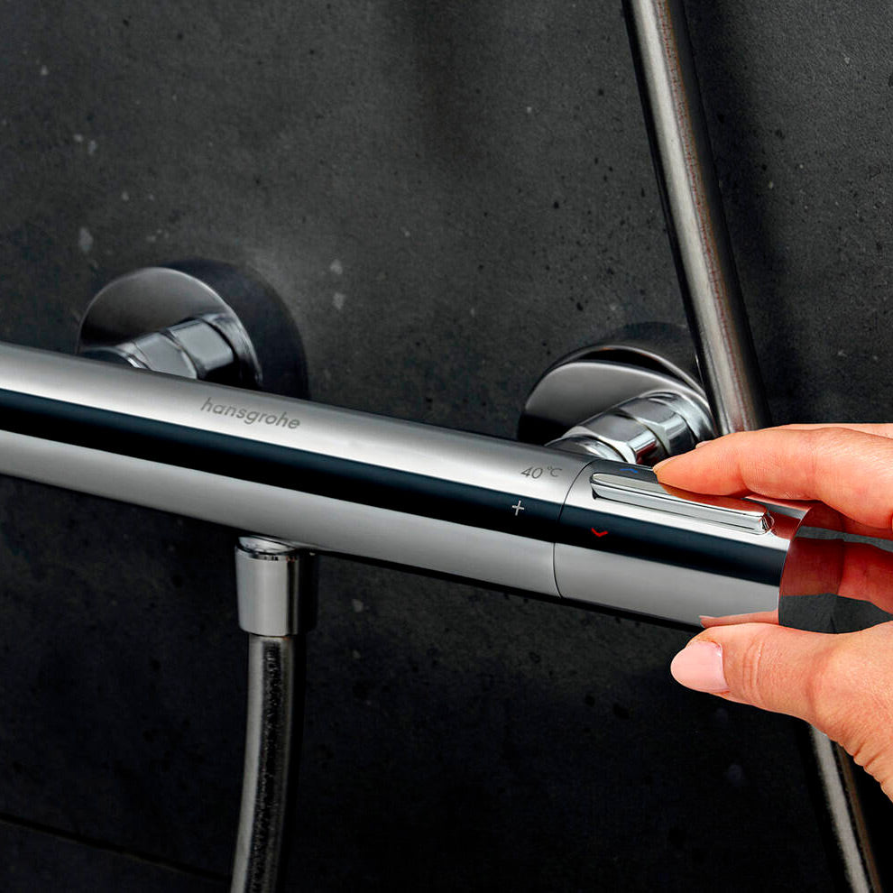 HANSGROHE Set de douche 105 3 jets Pulsify Select S EcoSmart avec barre, flexible et thermostatique Ecostat Fine C3 24242000