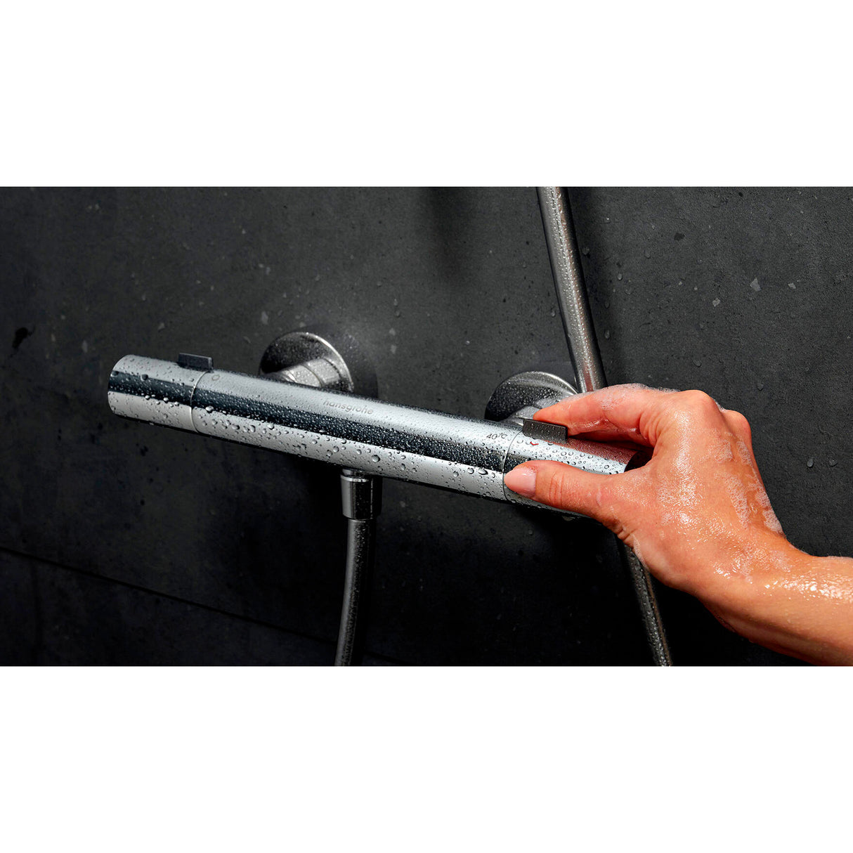 HANSGROHE Set de douche 105 3 jets Pulsify Select S EcoSmart avec barre, flexible et thermostatique Ecostat Fine C3 24242000