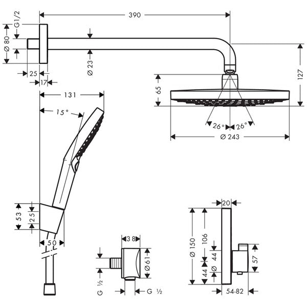 HANSGROHE Pack encastré 240 Raindance Select S avec mitigeur thermostatique ShowerSelect S 27297000