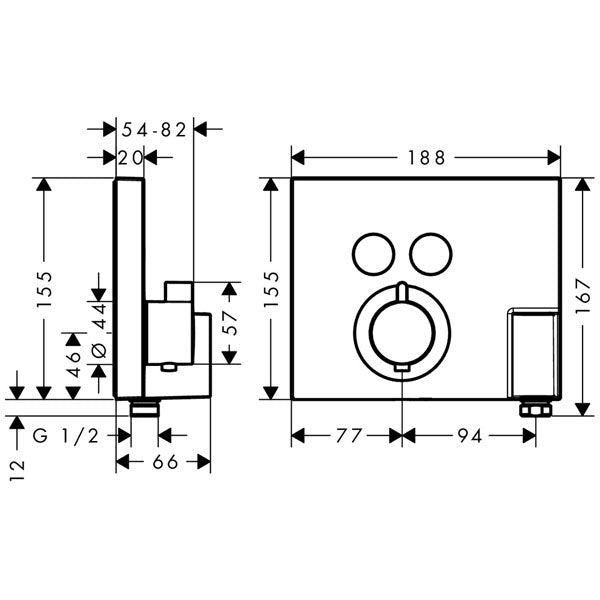 HANSGROHE Set de finition pour mitigeur thermostatique ShowerSelect encastré avec flexible et support de douchette 15765000