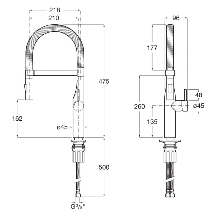 ROCA Robinet de cuisine 2 jets avec douchette Glera