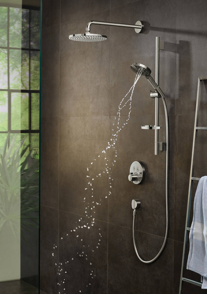 HANSGROHE Set de douche 120 3 jets Raindance Select S PowderRain avec barre Unica'S Puro, flexible et porte-savon 27654000