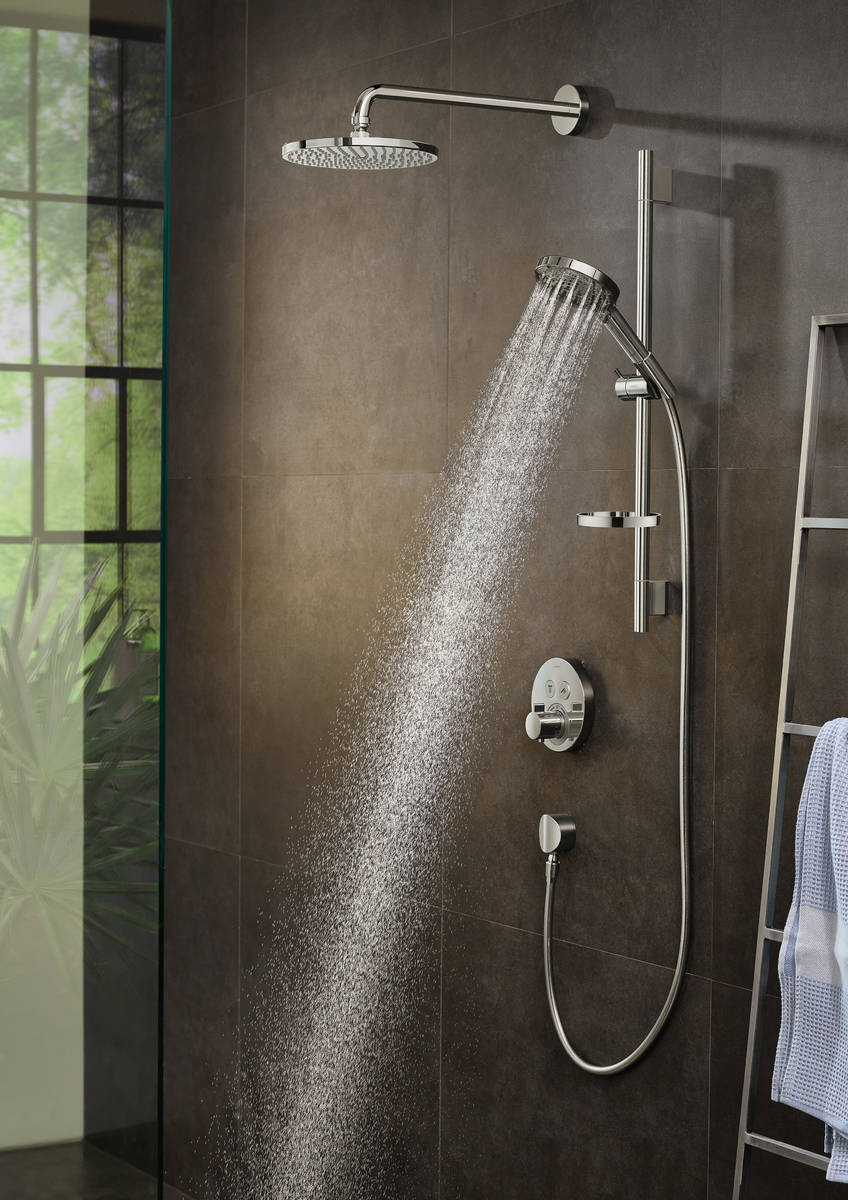 HANSGROHE Set de douche 120 3 jets Raindance Select S PowderRain avec barre Unica'S Puro, flexible et porte-savon 27654000