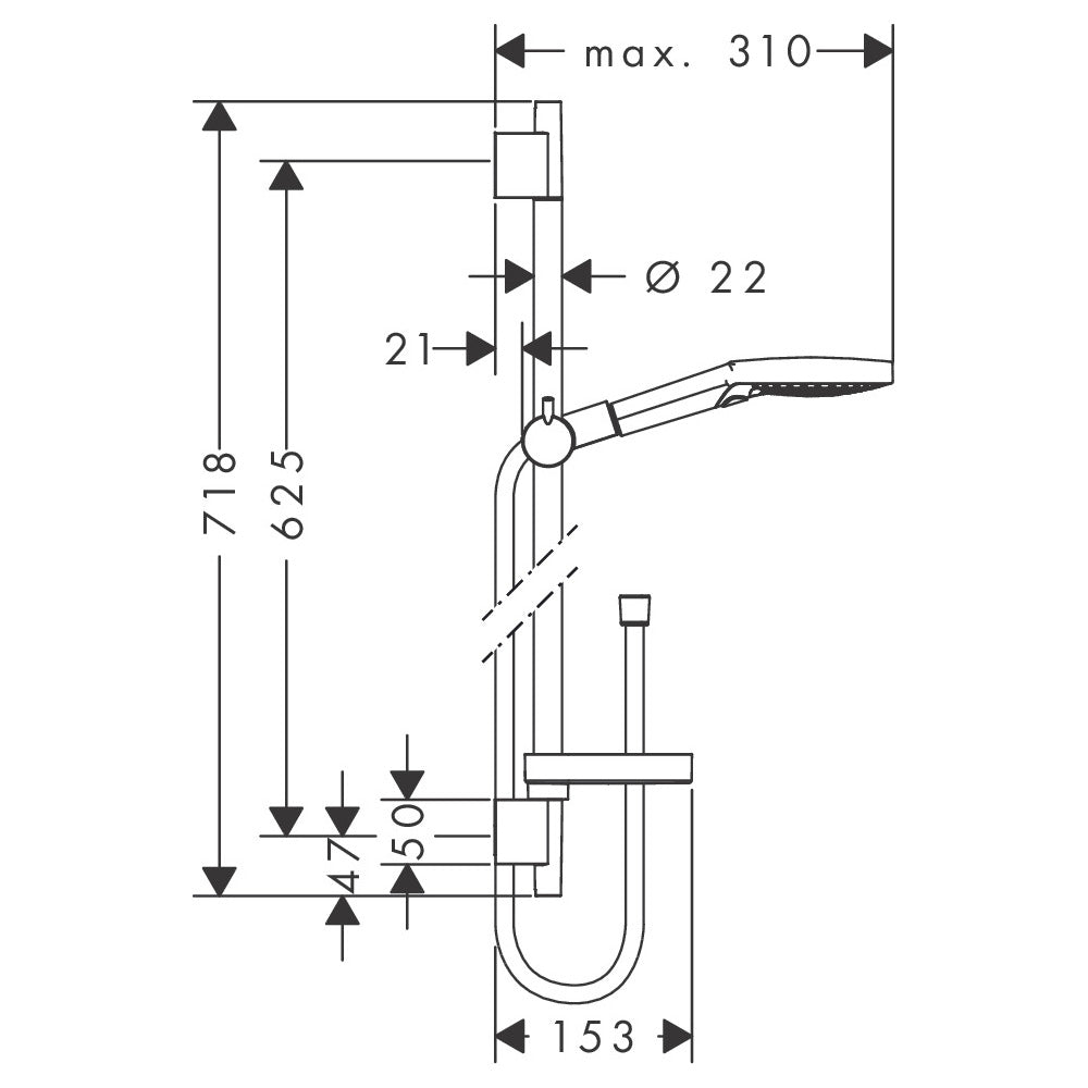 HANSGROHE Set de douche 120 3 jets Raindance Select S PowderRain avec barre Unica'S Puro, flexible et porte-savon 27654000