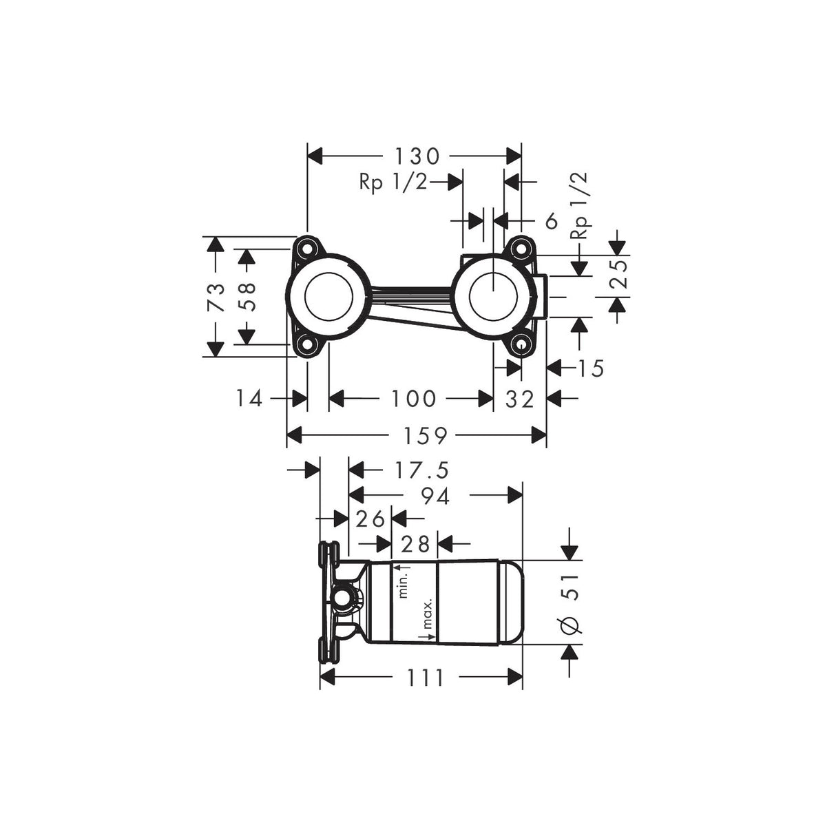HANSGROHE Corps d'encastrement pour mitigeur de lavabo 13622180