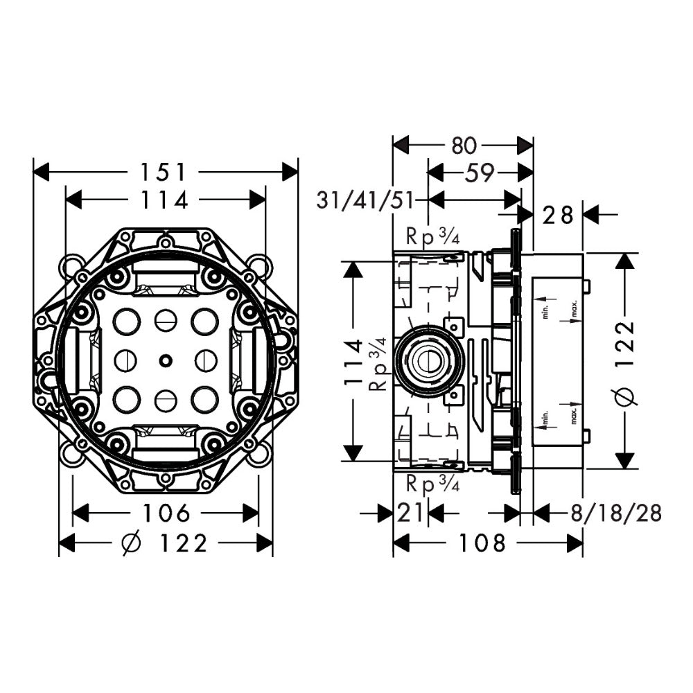 HANSGROHE Pack encastré Crometta E avec mitigeur thermostatique Ecostat Square 26998000