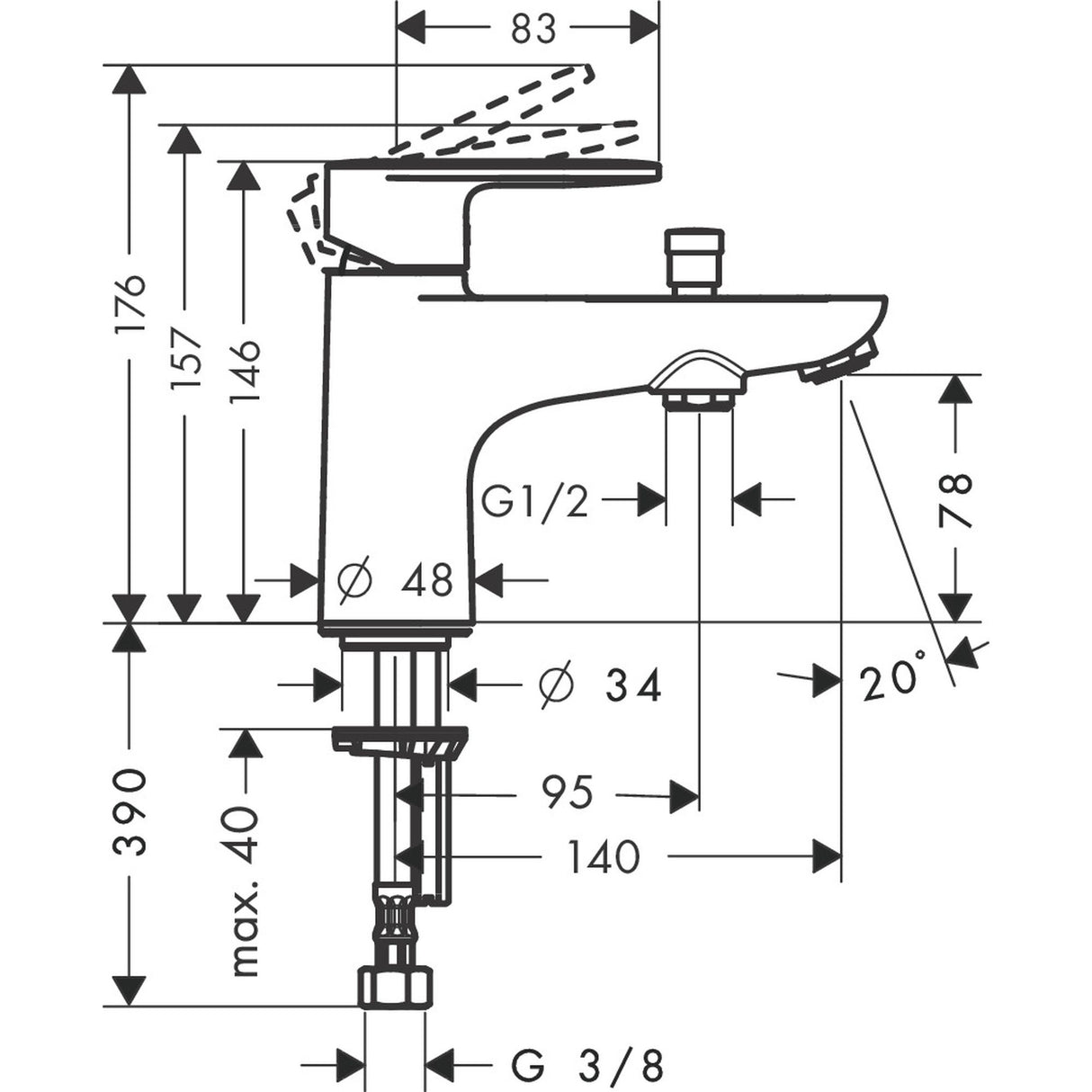 HANSGROHE Mitigeur de bain-douche monotrou Vernis Blend 71444000