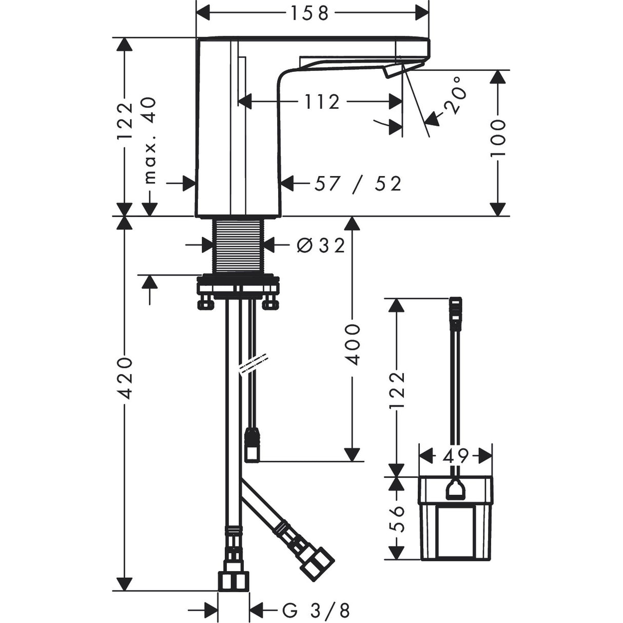 HANSGROHE Mitigeur de lavabo électronique Vernis Blend à pile 71502000