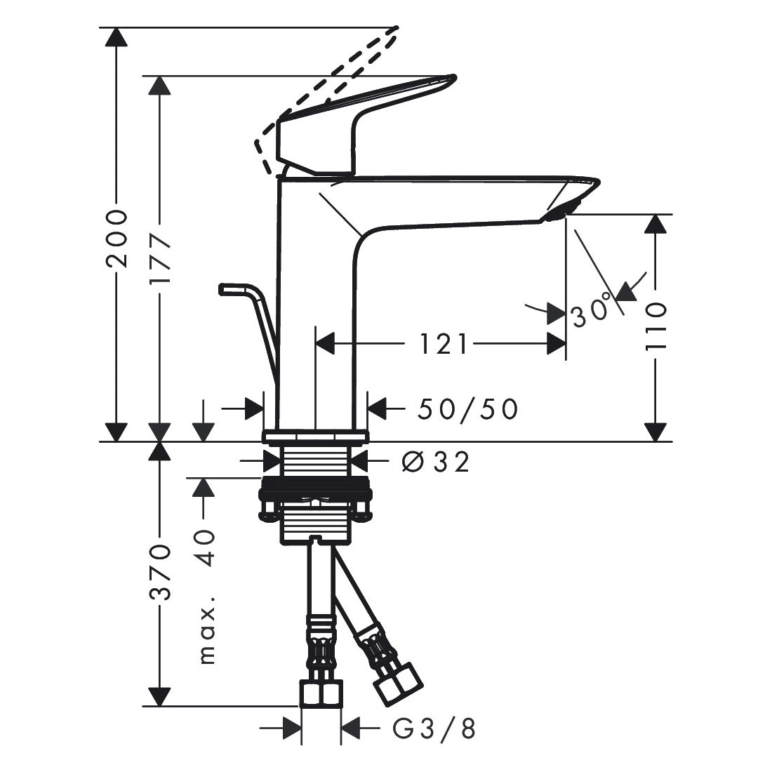 HANSGROHE Mitigeur de lavabo 110 Logis Fine CoolStart avec tirette et vidage 71254000