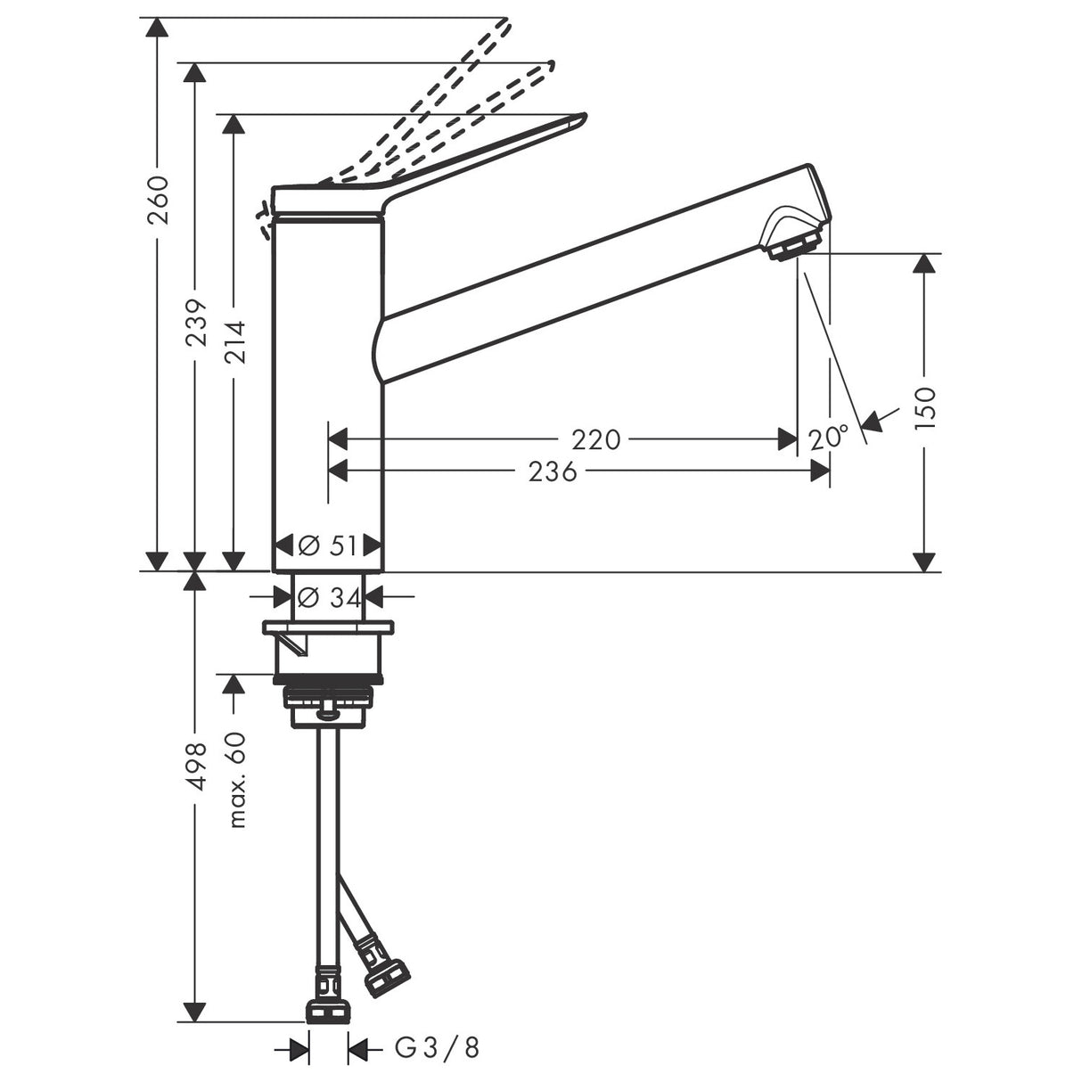 HANSGROHE Mitigeur de cuisine 150 1 jet Zesis EcoSmart 74813000