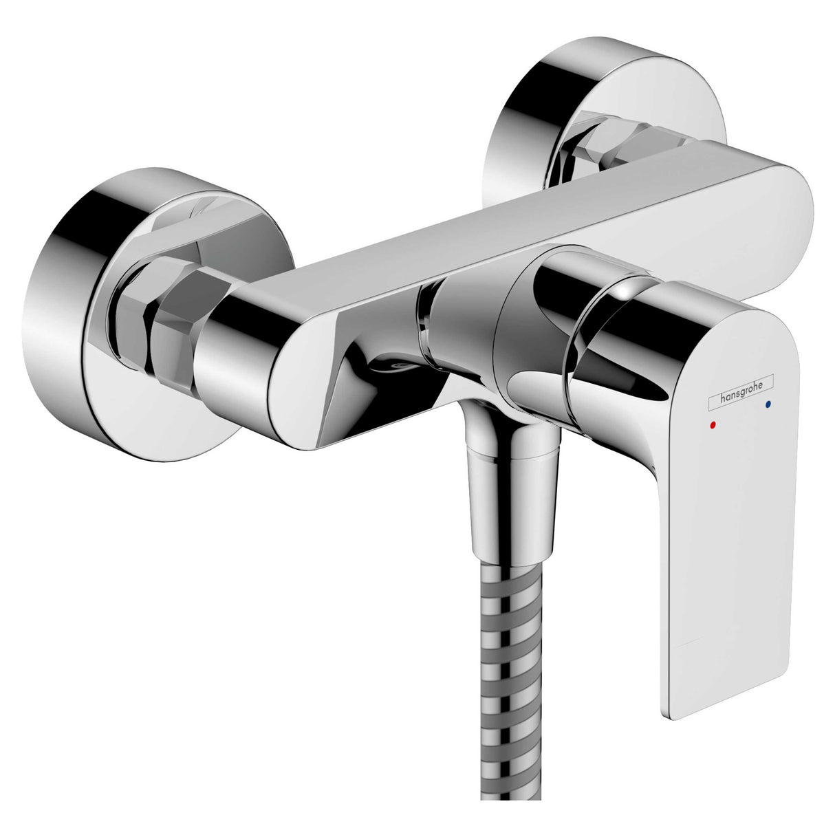 Mitigeur de douche Hansgrohe, couleur chromée, robinetterie moderne murale