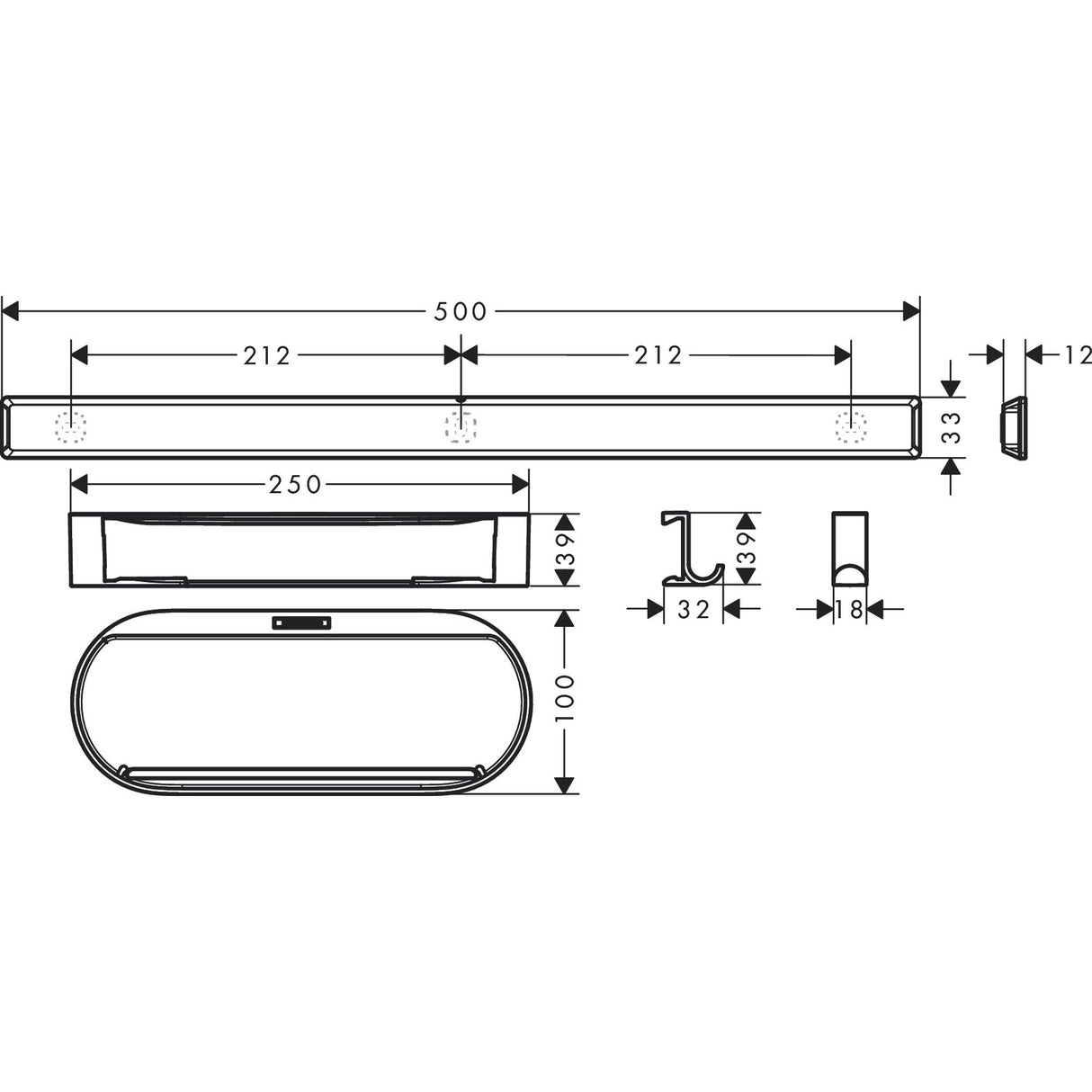 HANSGROHE Ensemble d'accessoires WallStoris pour la douche