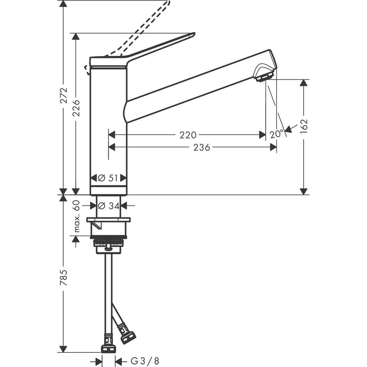 HANSGROHE Mitigeur de cuisine 160 1 jet Zesis M33 installation devant une fenêtre