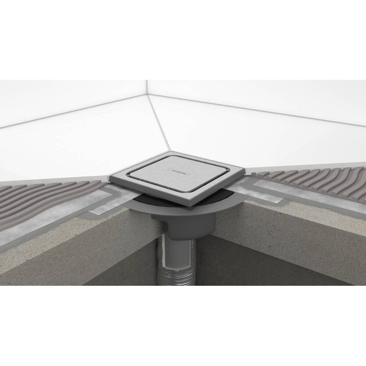 HANSGROHE Bonde de sol RainDrain Spot grille inox 150x150 56055800