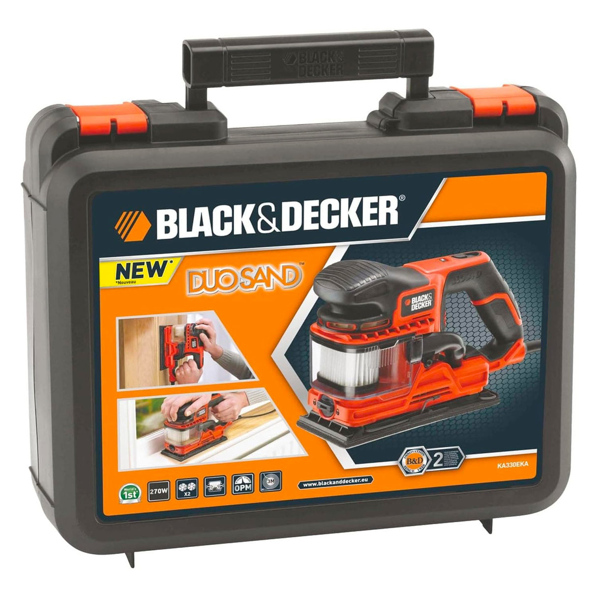 BLACK+DECKER Ponceuse filaire 270W 1/3 feuille DuoSand KA330EKA-QS