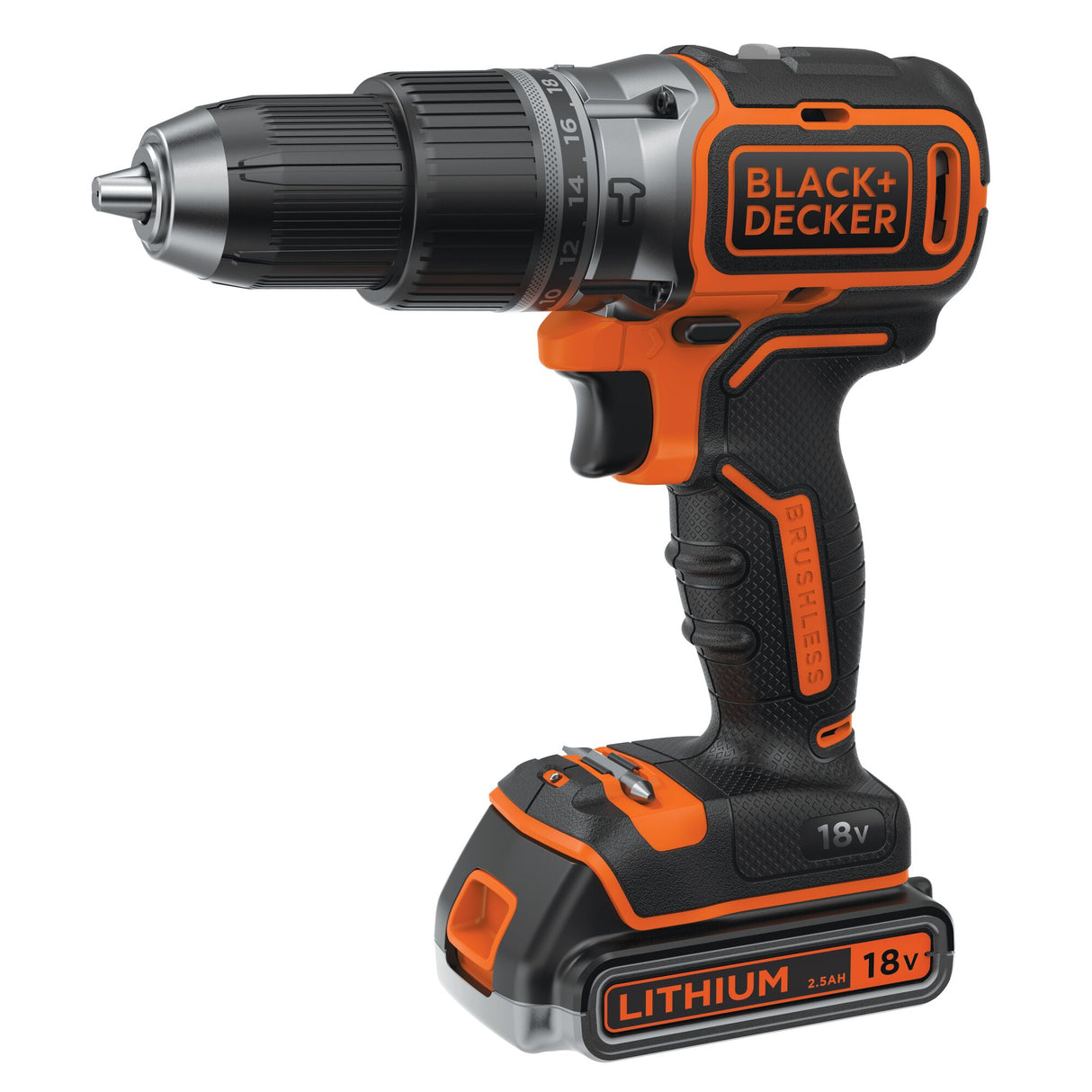 BLACK+DECKER Perceuse à percussion sans fil Brushless 18V batterie 4Ah et 2,5Ah avec 50 accessoires BL188ME2SA-QW