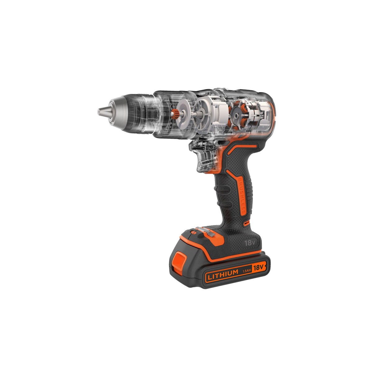 BLACK+DECKER Perceuse à percussion sans fil Brushless 18V batterie 4Ah et 2,5Ah avec 50 accessoires BL188ME2SA-QW