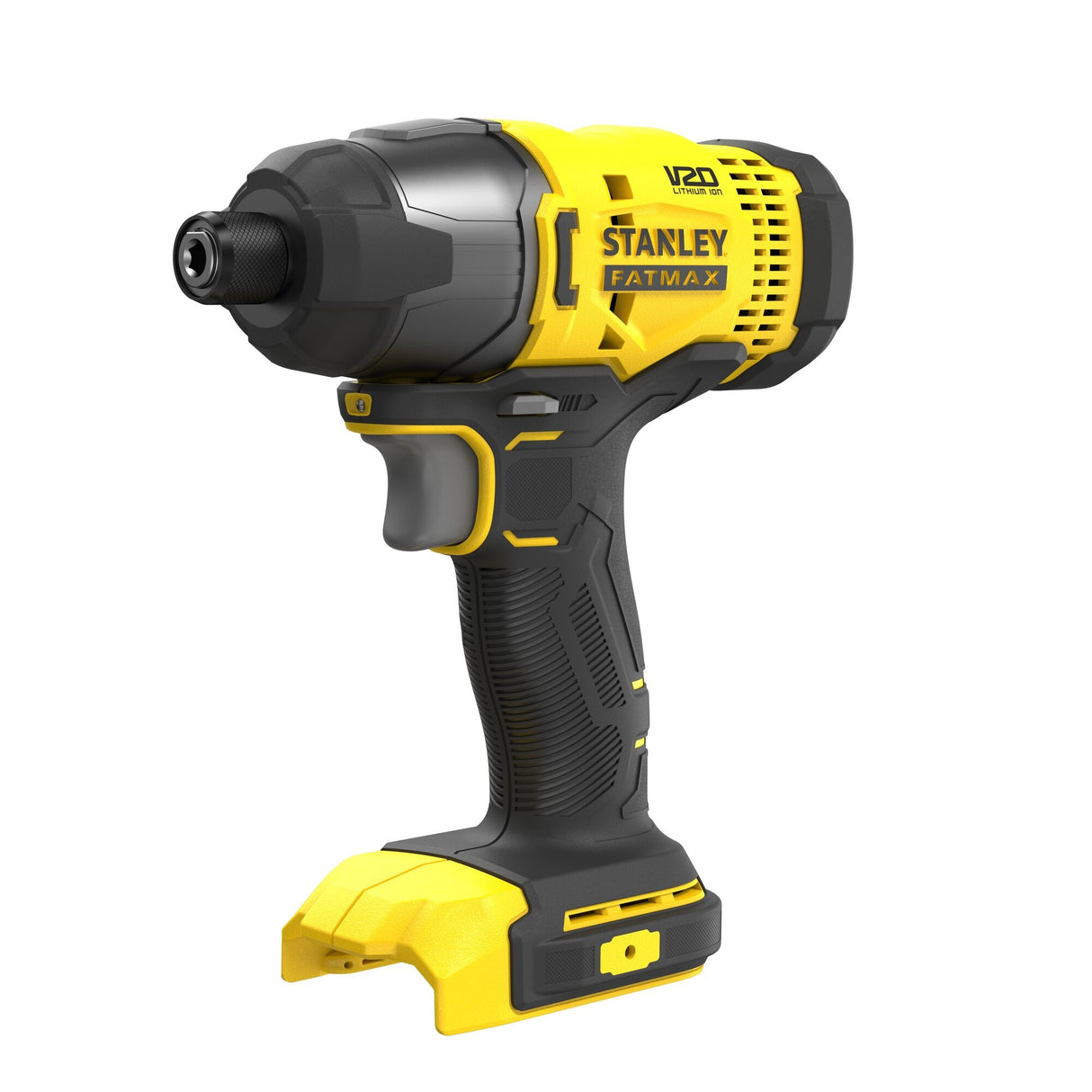 Viseur d'angle électroportatif Stanley Fatmax, perceuse visseuse jaune et noire.