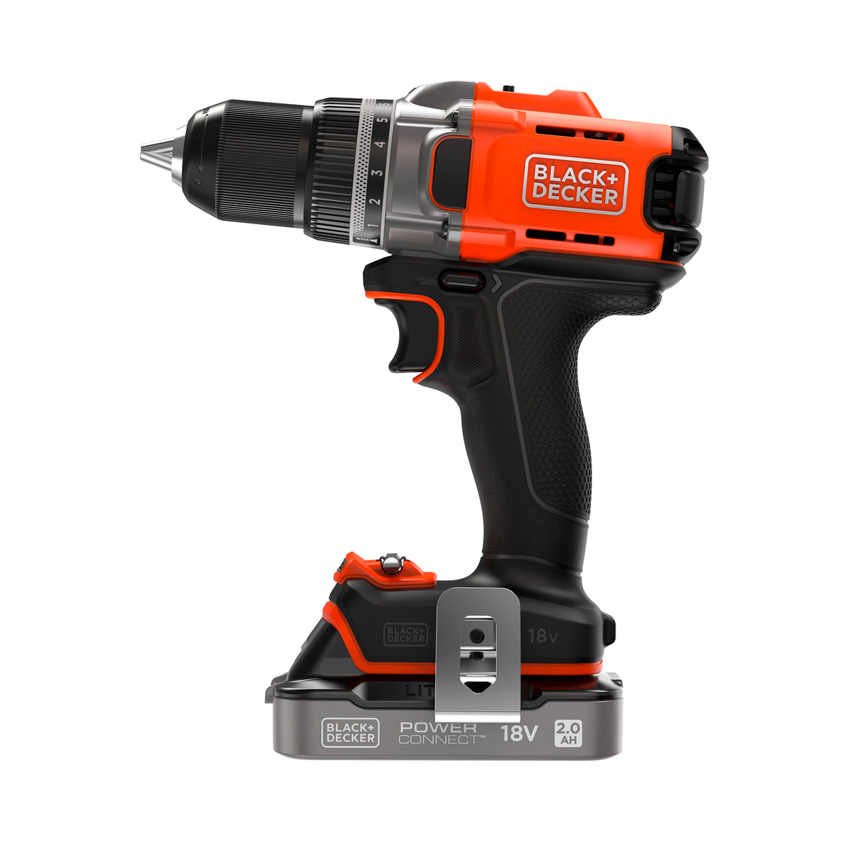 BLACK+DECKER Perceuse Visseuse Éco-Responsable 18V Brushless - 2 Batteries 2Ah – En Mallette - BCD382D2XK-QW