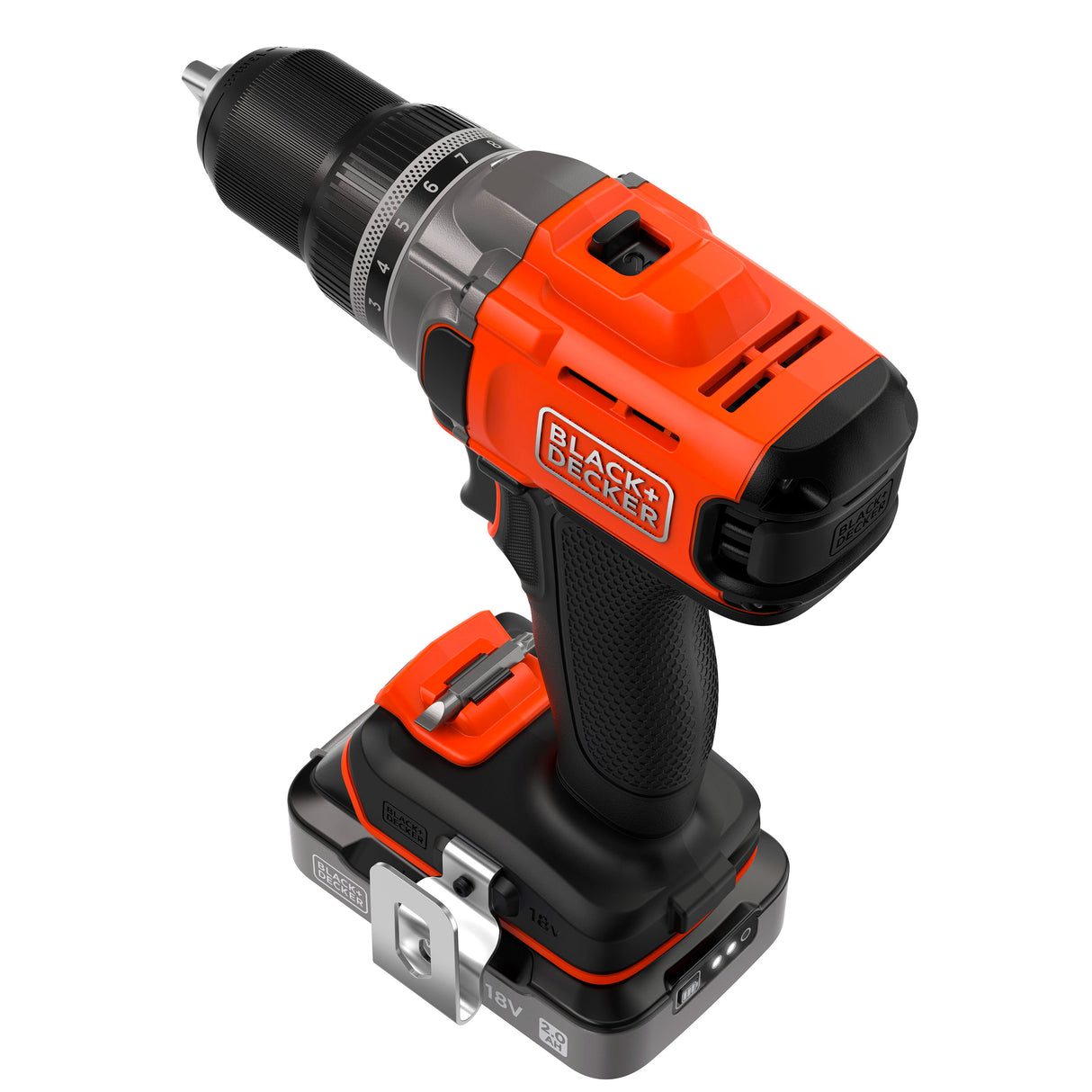 BLACK+DECKER Perceuse Visseuse Éco-Responsable 18V Brushless - 2 Batteries 2Ah – En Mallette - BCD382D2XK-QW