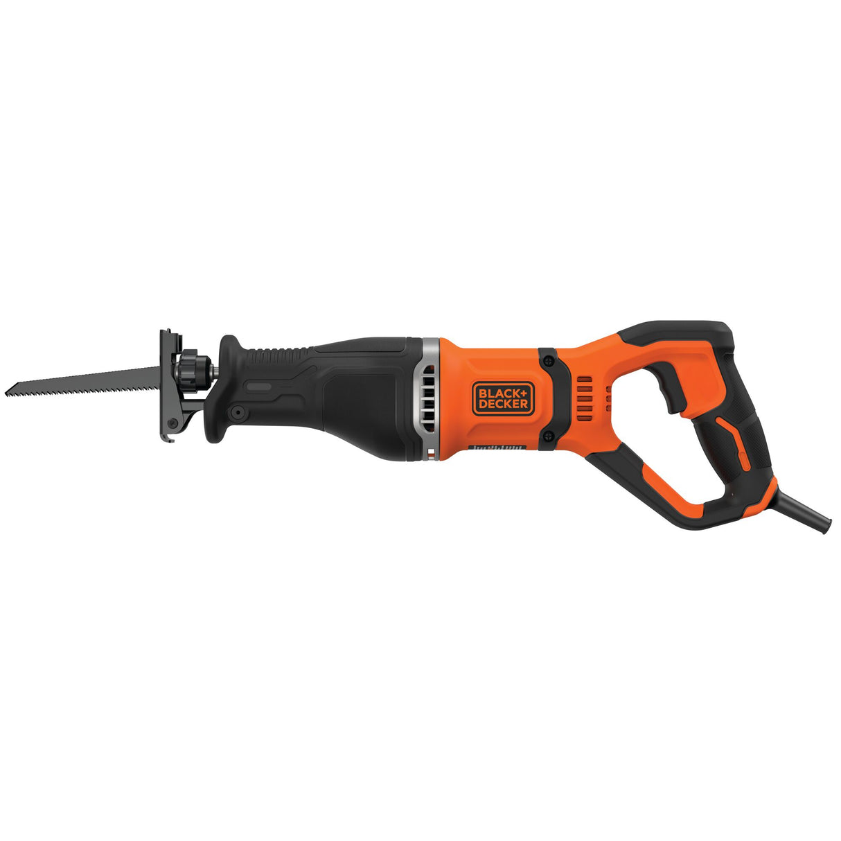 Scie sabre Black+Decker électrique, couleur orange et noire.