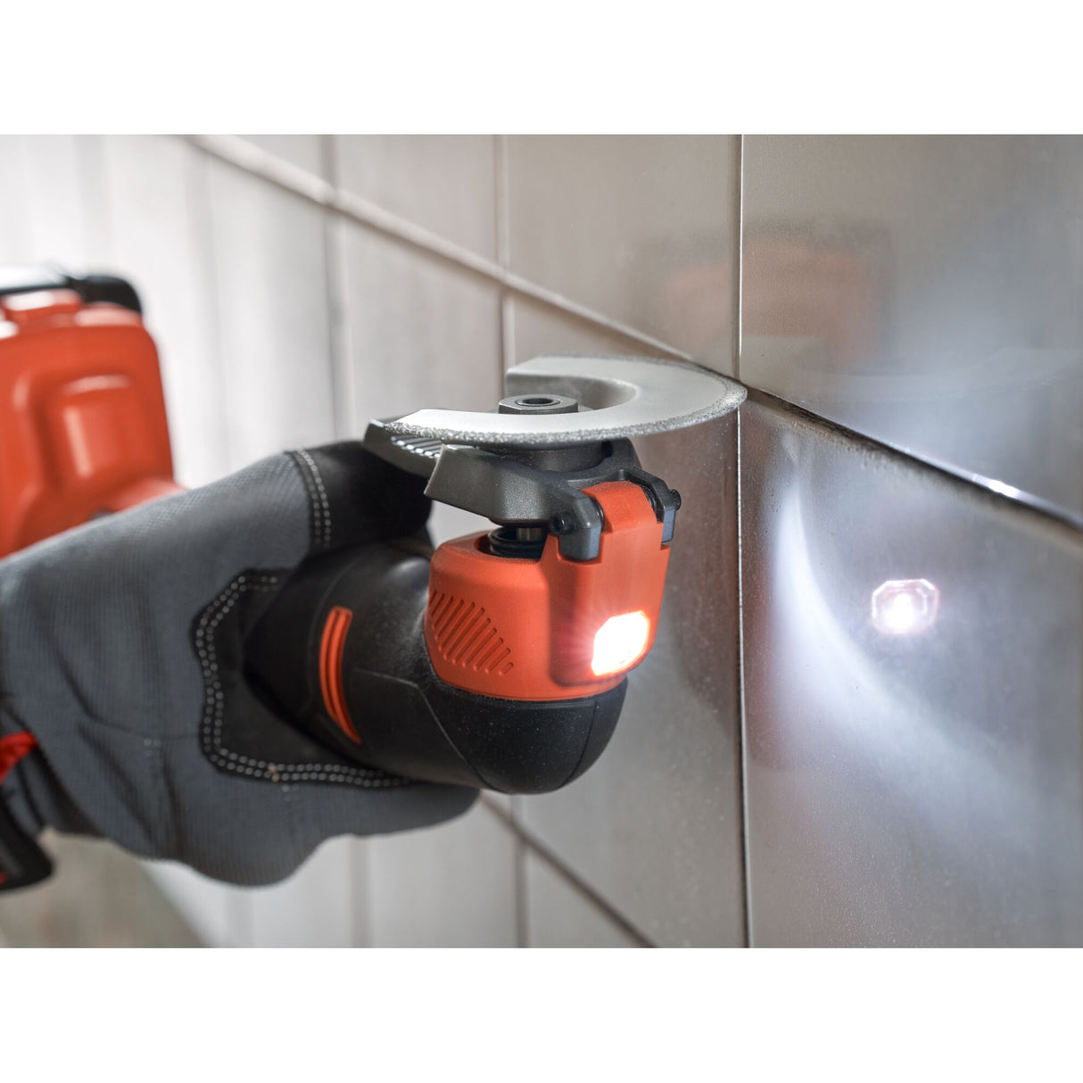 Outil multifonction FEIN, couleur orange, découpe des carreaux, avec LED intégrée