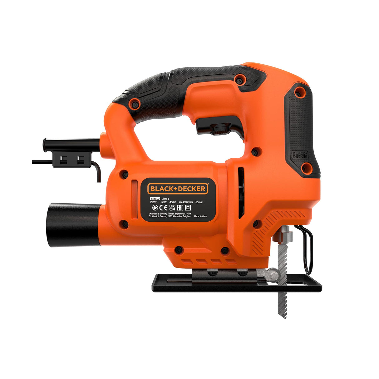 Scie sauteuse Black+Decker, outil électroportatif orange et noir.