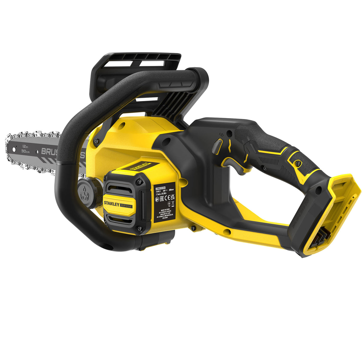 Tronçonneuse Stanley, électrique, couleur jaune et noire
