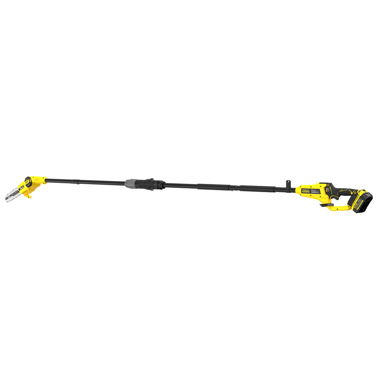 Élagueuse sur perche Stanley, outil de jardinage, couleur jaune et noir.