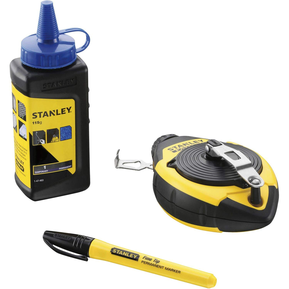 STANLEY FATMAX Kit cordeau traceur 30mm avec 1 biberon de poudre de traçage et 1 feutre 0-47-681